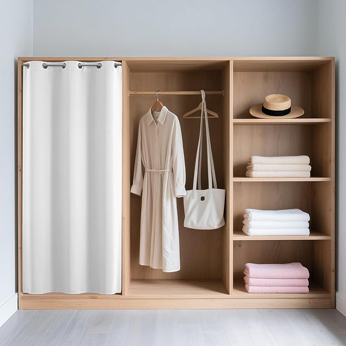 Joydeco Blackout Door Curtain for Doorway Privacy 78 Inches Long, Grommet Closet Curtain for Open Closet, Room Divider for Bedroom Living Room (Pure White 52Wx78L, 1 Panel)