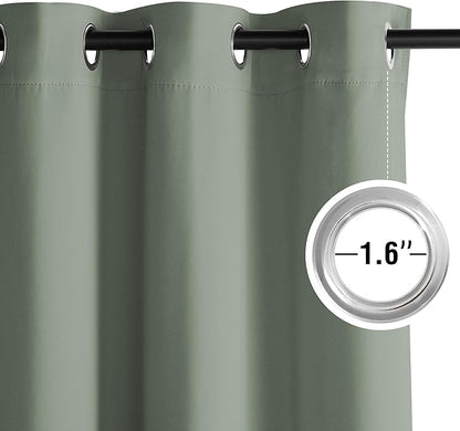 NICETOWN Blackout Curtains Grommet 2 Panels 72 Inches Long, Sage Green