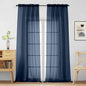 Navy Blue Sheer Curtains for Window 96 Inches Long 2 Panels, Soft Airy Light Filtering Voile Sheer Curtains for Living Room Bedroom, Dual Rod Pocket Elegant Window Drapes, 2x42Wx96L Inches