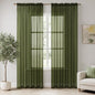 MIULEE 2 Panels Solid Color Sheer Window Curtains Elegant Window Voile Panels/Drapes/Treatment for Bedroom Living Room (54X108 Inches Olive Green)