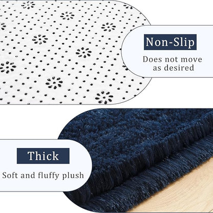 Amearea Shag Fluffy Area Rug for Kids Bedroom Living Room, Extra Soft and Fuzzy Shaggy Rugs, Non Slip, Solid Color Carpet Mat for Girls Nursery Home, Navy Blue 5x7.5 Feet
