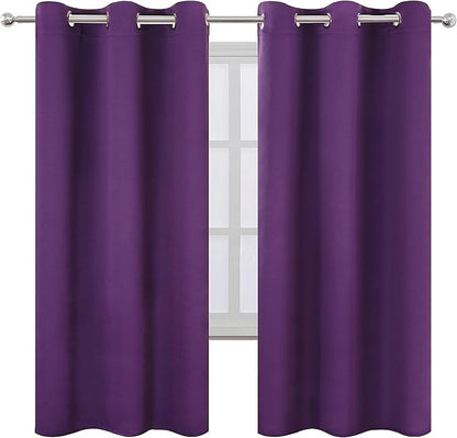 LEMOMO Purple Thermal Blackout Curtains/42 x 72 Inch/Set of 2 Panels Room Darkening Curtains for Bedroom