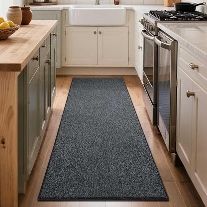 FinRèc 2x6 Washable Runner Rugs for Kitchen Hallway Bedroom, Low Pile Thin Rug Solid Color, Non-Slip Carpet Indoor for Home Decor (Grey)