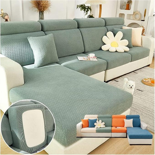 Soothing Home Sofa Covers, Sofa Hero Covers, Wear-Resistant Universal Couch Covers Washable Stretch Sectional Couch Cushion Covers (Green,Large Double Seat Cover)