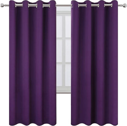 LEMOMO Purple Thermal Blackout Curtains/52 x 72 Inch/Set of 2 Panels Room Darkening Curtains for Bedroom