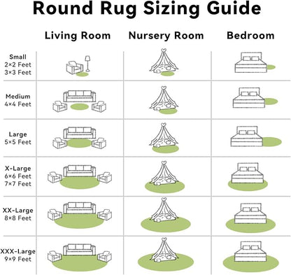 OLANLY Grass Green Round Rugs for Bedroom - Machine Washable, 2 ft Circle Area Rugs for Living Room, Soft and Fluffy Shaggy Carpet for Teen Girls and Boys, Nursery Rooms, Dorms, Home Decor Aesthetic