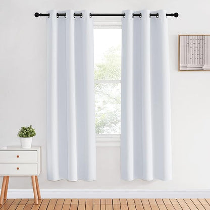 NICETOWN White Room Darkening Draperies and Curtains, Set of 2, 34 by 70 Inch, Home Fashion Energy Saving Grommet Top Room Darkening Drape Panels for Bedroom