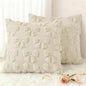 decorUhome Beige Bow Pillow Covers Set of 2 Coquette Aesthetic Cute Preppy Plush Faux Pillowcases for Girly Bedroom or Couch 16x16 Inch