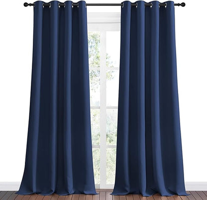 NICETOWN Navy Blackout Curtains 108" Long for Living Room, 55" W, Set of 2, Thermal Insulated Window Treatment Light Reducing Room Darkening Drapes for Boys Kids Bedroom, Classroom, Apartment