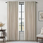 Topfinel Linen Blackout Curtains 86 Inches Long for Bedroom 2 Panels Set 100% Blackout Drapes for Living Room Window Treatment Modern Farmhouse Back Tab Rod Pocket Beige White Drapes