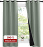 NICETOWN Greyish Green 100% Blackout Lined Curtains, 2 Thick Layers Narrow Wide Window Treatment Panels Thermal Insulated Drapes for Kitchen Small Window (1 Pair, 37" Width x 63" Length Each Panel)