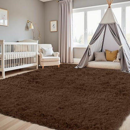 4x6 Area Rugs for Living Room Rug: Soft Fluffy Shag Brown Rugs for Bedroom, Non-Slip Large Fuzzy Plush Rug Indoor Floor Carpet for Nursery Kids Boys Girls Room, Dorms, Playroom, Modern Home Decor