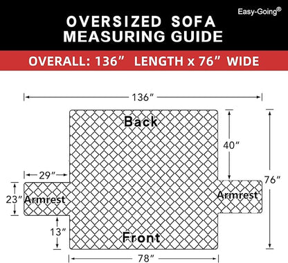 Easy-Going Reversible Oversized Couch Cover for 3 Cushion Couch Sofa Cover for Dogs Water Resistant Furniture Protector Cover with Foam Sticks for Pet Cat (Oversized Sofa, Navy/Navy)