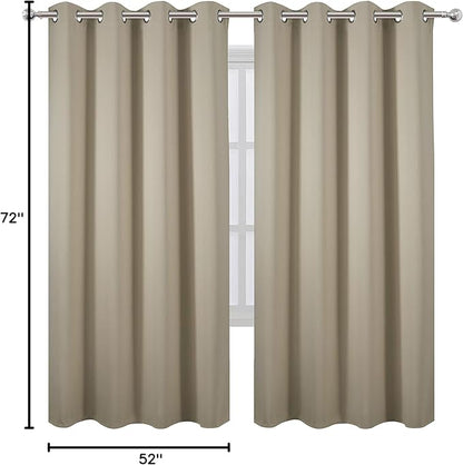 LEMOMO Beige Thermal Blackout Curtains/52 x 72 Inch/Set of 2 Panels Room Darkening Curtains for Bedroom
