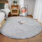 Ghouse Faux Rabbit Fur Round Rug 5ft Grey Round Rugs for Bedroom Decor Fluffy Area Rugs for Living Room, no-Shedding Carpet Sheepskin Washable Rug Rome Decor
