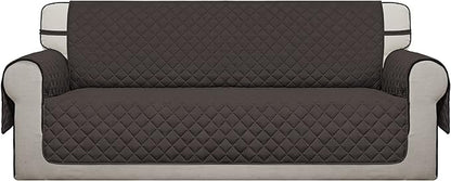 Easy-Going 4 Seater Sofa Slipcover Reversible Sofa Cover Water Resistant Couch Cover with Foam Sticks Elastic Straps Furniture Protector for Pets Children Dog Cat (XX-Large, Chocolate/Chocolate)