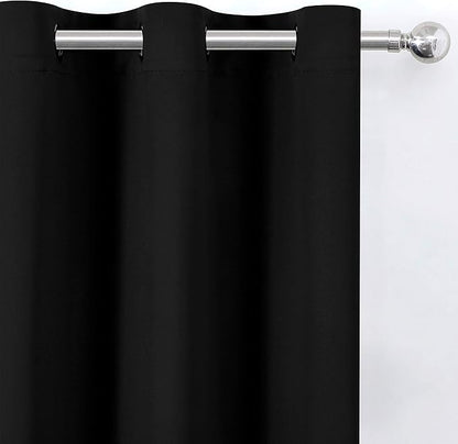 LEMOMO Black Thermal Blackout Curtains/52 x 72 Inch/Set of 2 Panels Room Darkening Curtains for Bedroom