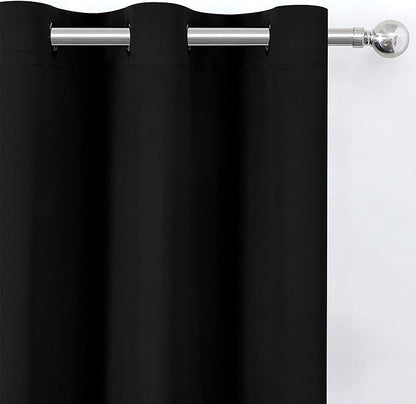 LEMOMO Black Blackout Curtains 42 x 54 Inch Length Set of 2 Panels Grommet Bedroom Curtains for Living Room