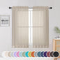 OWENIE Taupe Sheer Curtains 54 Inch Length 2 Panels Set, Rod Pocket Fimly Voile Short Curtains for Living Room, Taupe Solid Window Curtain Panels for Bedroom, Each 42Wx54L inch