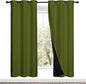 NICETOWN 100% Blackout Window Curtain Panels, Olive Green, 2 Pieces, 42-inch Wide Per Panel, Full Light Blocking Drapes with Black Liner for Nursery, 72-inch Drop Thermal Insulated Draperies