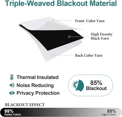 ChrisDowa Blackout Curtains 70 inches Wide for Bedroom - 2 Panels Set Extra Wide Grommet Thermal Insulated Room Darkening Curtains for Living Room (Greyish White, 70 x 63 Inch)