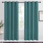 NICETOWN Insulated Curtains Blackout Draperies - Triple Weave Microfiber Home Thermal Insulated Solid Ring Top Blackout Curtains/Panels for Bedroom(Sea Teal, Set of 2, 55 x 78 Inch)