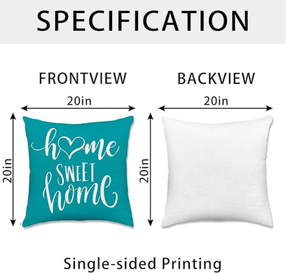 Hexagram Geometric Teal Pillow Covers 20x20 Set of 4, Decorative Outdoor Boho Modern Throw Pillow Covers, Home Sweet Home Farmhouse Cushion Case for Couch Sofa Bedroom Indoor Decor(No Insert)