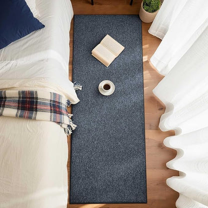 FinRèc 2x6 Washable Runner Rugs for Kitchen Hallway Bedroom, Low Pile Thin Rug Solid Color, Non-Slip Carpet Indoor for Home Decor (Navy Blue)