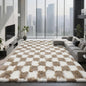 Checkered Area Rugs for Living Room 6x9, Fluffy Beige and White Checkered Rug Fuzzy Shag Shaggy Carpets for Bedroom, Soft Plush Furry Rug for Boy Girls Room Dorm Home Decor