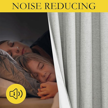 NICETOWN Grey Noise and Lights Block Out Curtains, 2 Panels, 42-inch W by 72-inch L, Thermal Insulated 100% Blackout 2-Layer Lined Drapes, Noise Cancellation Window Draperies for Dining Room