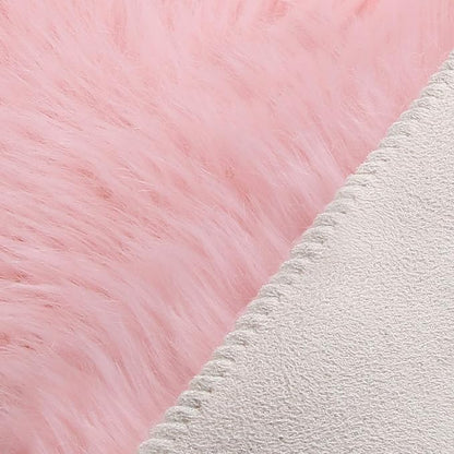 duduta Pastel Pink Rug Faux Sheepskin Fur 2x3 ft, Fluffy Shag Throw Rugs for Girls Bedroom Kids Room Nursery Chair Cover Non Slip
