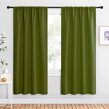 NICETOWN Blackout Curtains for Living Curtains, Olive, 2 Panels, 42 by 72, Room Darkening Window Curtain Panels, Easy-Care Solid Thermal Insulated Draperies/Drapes for Daughter Room