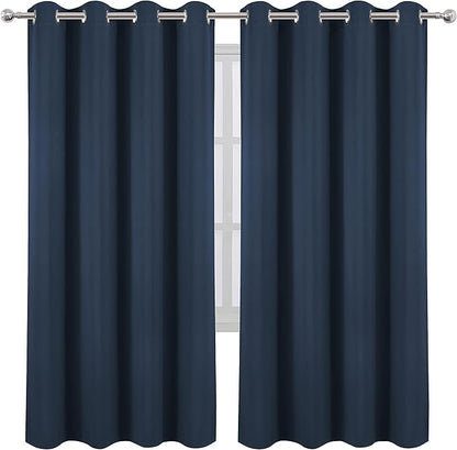 LEMOMO Navy Blue Blackout Curtains/52 x 72 Inch/Set of 2 Panels Room Darkening Curtains for Bedroom