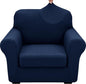 XINEAGE 2026 New 2 Pieces Chair Covers with Arms Super Stretch Chair Slipcover for Living Room Pet Dog Universal Slip Cover Anti Slip Armchair Furniture Protector (Navy Blue), 31"-46"(1 Cushion)