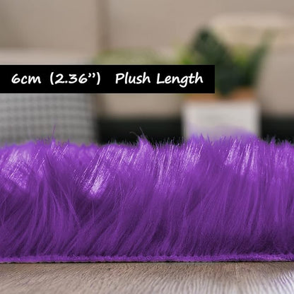 Goolela Purple Sheepskin Rug 2x6 Fluffy Fuzzy Furry Runner for Bedroom Bedside Faux Fur Soft Plush Sheepskin
