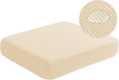 Water Repellent Sofa Cushion Slipcovers, Stretch Spandex 3 Seats Sette Cushion Protector Slipcovers Couch Covers for Loveseat Cushion Couch (Large, Ivory)