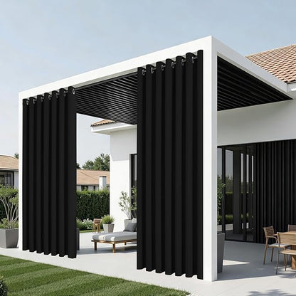 Joydeco Blackout Patio Sliding Door Curtains 108 Inches Long, Grommet Privacy Room Divider Curtains, Extra Wide Thermal Blackout Drapes for Bedroom Living Room (Black, 70Wx108L, 1 Panel)