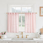 LAMIT 36 Inch Length Linen Curtains for Small Windows, Semi Sheer Light Filtering Panels Back Tab and Rod Pocket Country Decor Drapes for Basement/Kitchen, Pink, 2 Panels, 34 x 36 Inch