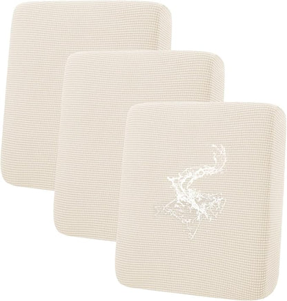 hyha Waterproof Couch Cushion Covers for Pets, Non Slip Sofa Seat Cover for Dogs Washable, Soft Thick Stretch Jacquard Fabric, Sofa Slipcovers with Elastic Bottom (3 Pieces, Light Beige)