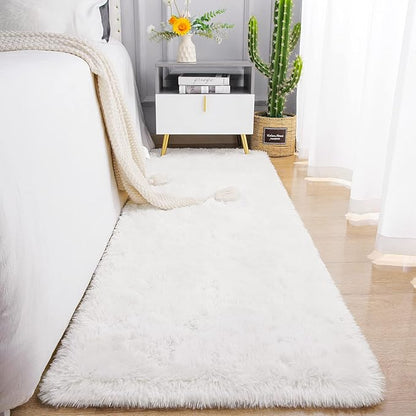 Chicrug Soft Runner Rug for Bedroom Living Room Plush Fluffy Rugs 2x6 Feet, Shag Furry Runner Rug Carpet Non Shedding for Nursery Children Kids Girls Room Home Decorative, Cream