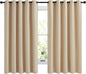 NICETOWN Blackout Curtains Panels for Bedroom, 2 Panels, 66 x 60 Inch, Biscotti Beige, 3 Pass Microfiber Noise Reducing Thermal Insulated Solid Ring Top Blackout Window Drapes