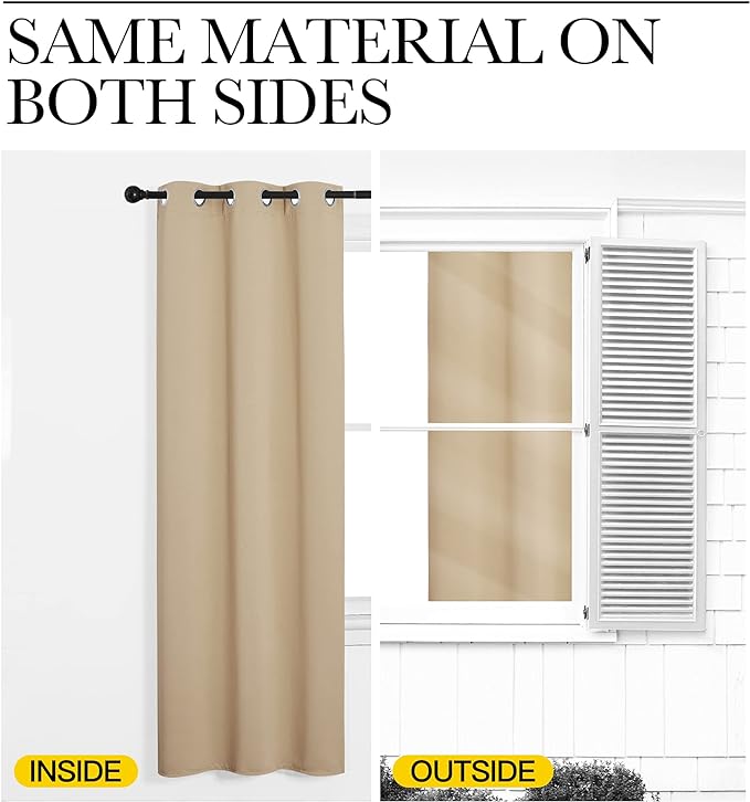 NICETOWN Room Darkening Curtain Panels for Cafe, Thermal Insulated Grommet Room Darkening Draperies/Drapes for Window (Biscotti Beige, 2 Panels, W42 x L68 -inch)