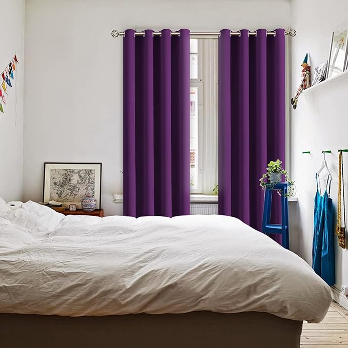 BGment Blackout Curtains - Grommet Thermal Insulated Room Darkening Bedroom and Living Room Curtain, Set of 2 Panels (52 x 95 Inch, Royal Purple)