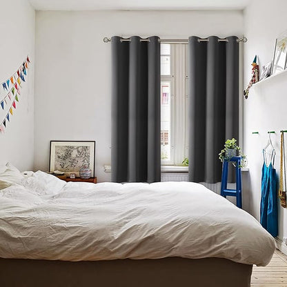 BGment Blackout Curtains for Bedroom - Grommet Thermal Insulated Room Darkening Curtains for Living Room, Set of 2 Panels (38 x 63 Inch, Dark Grey)
