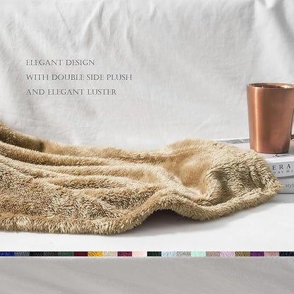 Exclusivo Mezcla Plush Fuzzy Fleece Throw Blanket Extra Large, Super Soft, Fluffy and Warm Blankets for Couch, Bed, All Season (Brown, 50x70 inches)