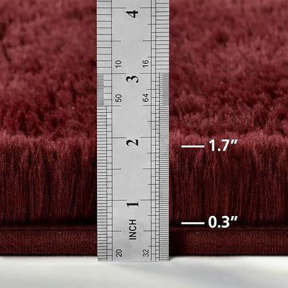 Large Shag Area Rugs 5 x 8, Plush Fuzzy Rugs for Living Room, Ultra Soft Fluffy Furry Rug for Bedroom, Indoor Carpet Nursery Rugs for Kids Room Home Decor, Burgundy