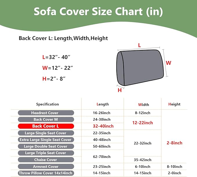 Couch Cushion Covers for Sofa Couch Covers Wear-Resistant Universal Sofa Cover Washable Stretch for Sectional Slipcovers (Texture-Green,Back Cover L)