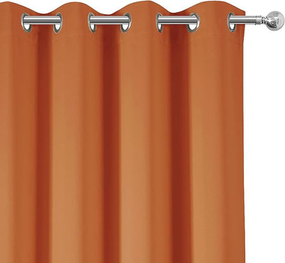 LEMOMO Orange Blackout Curtains 66 x 63 Inch Length/Set of 2 Curtain Panels/Thermal Insulated Room Darkening Blackout Curtains for Bedroom