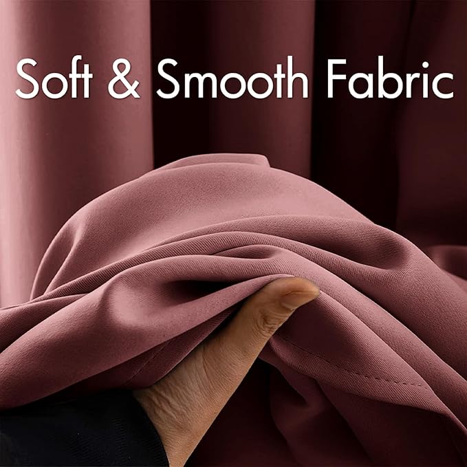 MIULEE Blackout Room Darkening Curtains Thermal Insulated Drapes Solid Window Treatment Set Grommet Top Light Blocking Curtain for Living Room/Bedroom 2 Panels 52 x 84 inch Length Dusty Rose