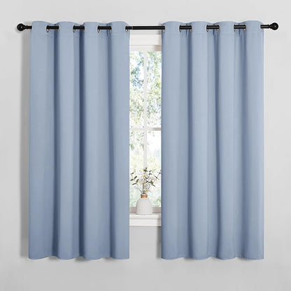 NICETOWN Vintage Blue Blackout Curtains 68 inches Length for Living Room, 2 Panels, 55" Wide, Thermal Insulated Decoration Drapes for Bedroom Window